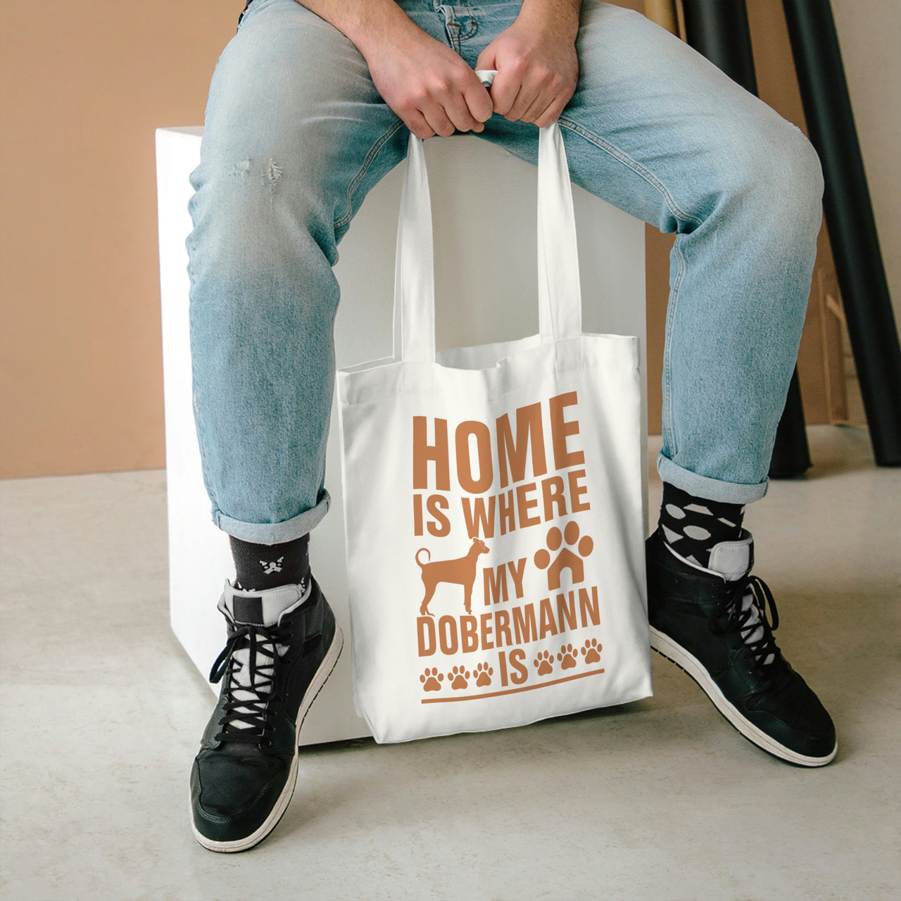 Home is Where My Dobermann is Tote Bag