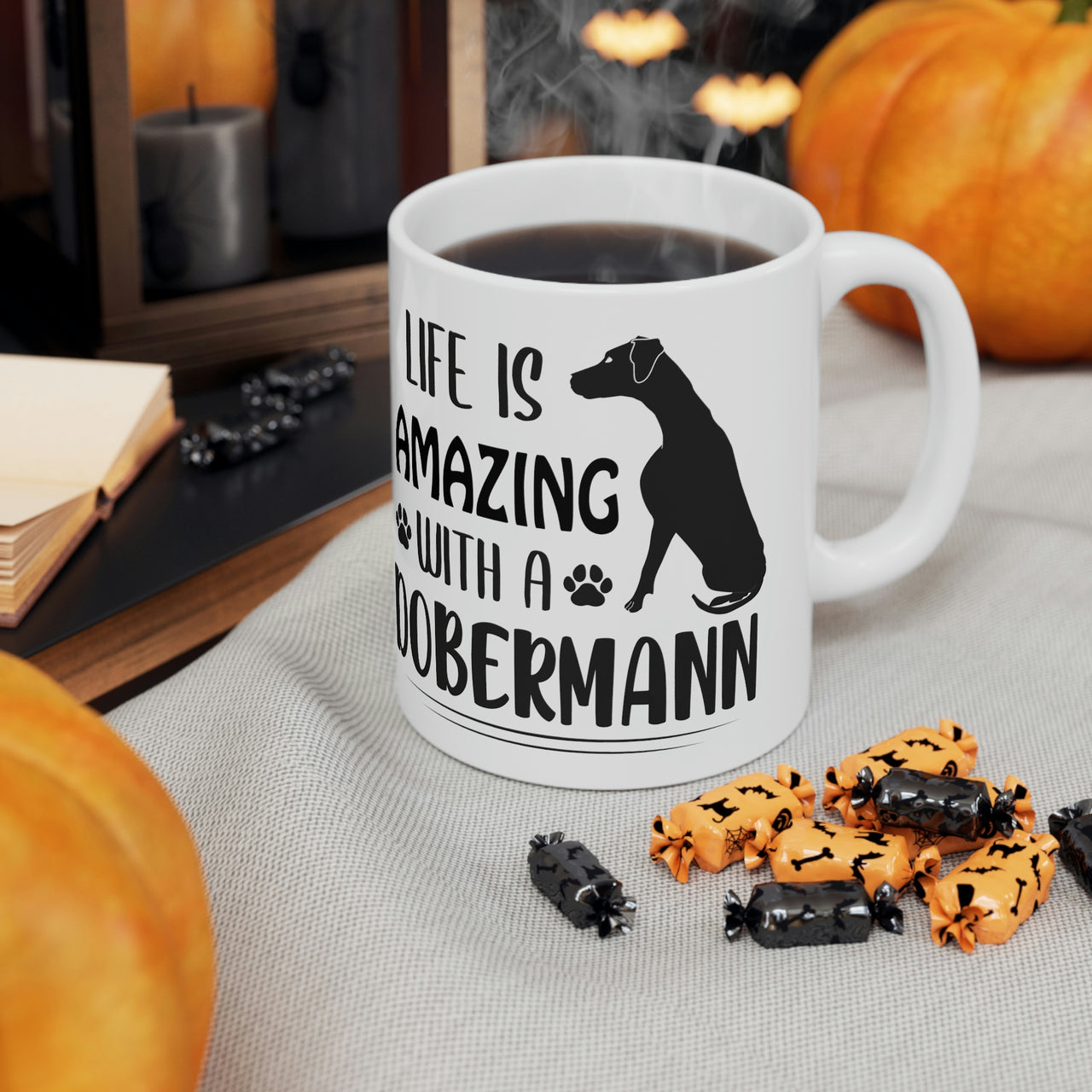 Life is Amazing with a Dobermann Coffee Mug