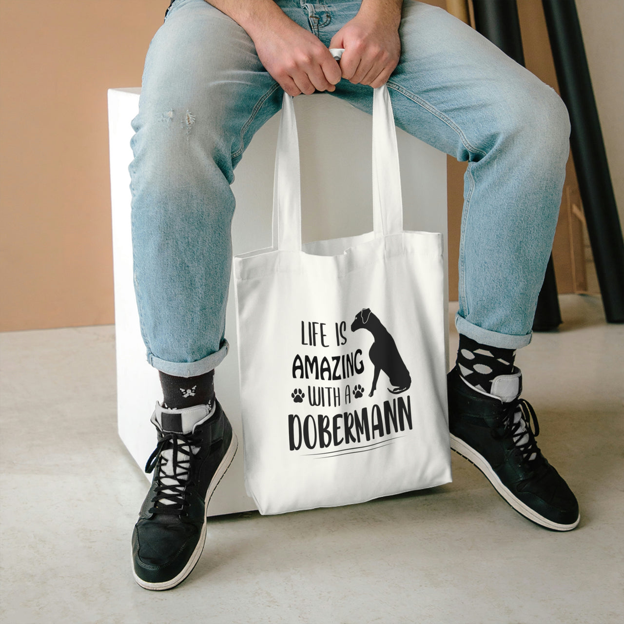 Life is Amazing with a Dobermann Tote Bag