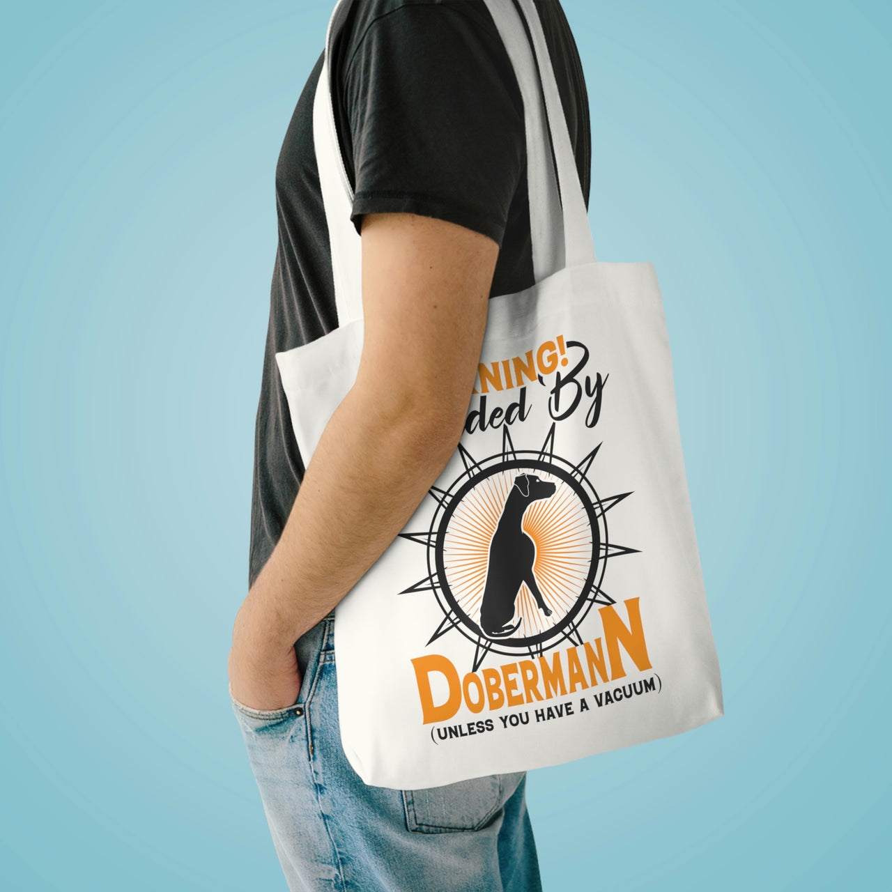 Warning Guarded by Dobermann Tote Bag