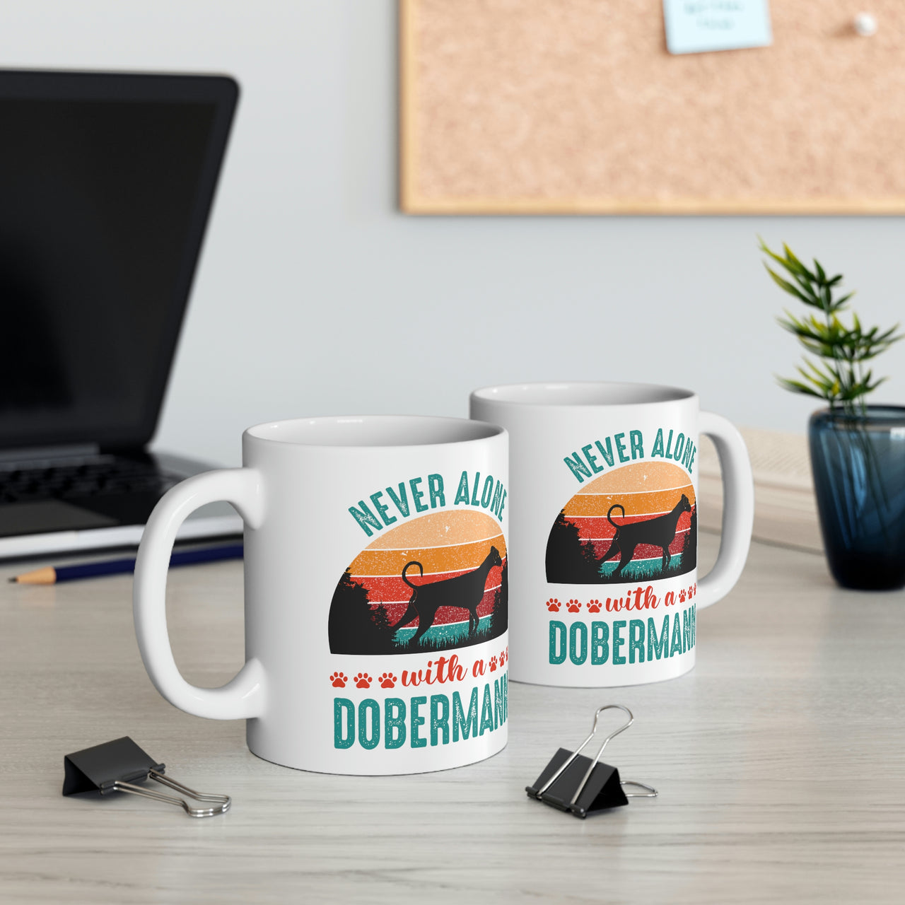 Never Alone with a Dobermann Coffee Mug