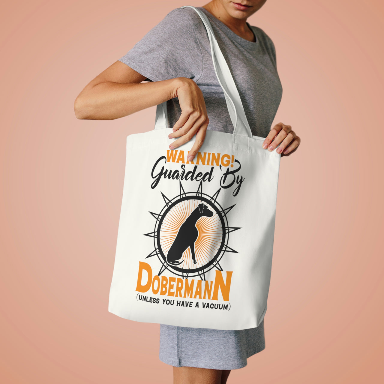 Warning Guarded by Dobermann Tote Bag