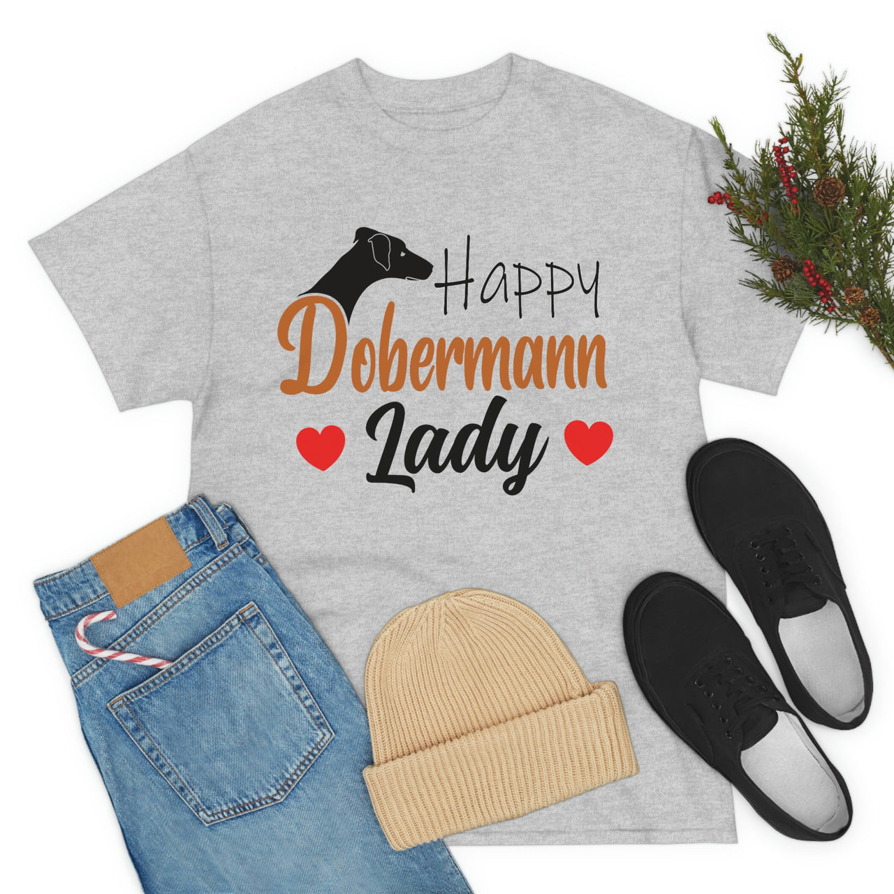 Happy Dobermann Lady T-shirt