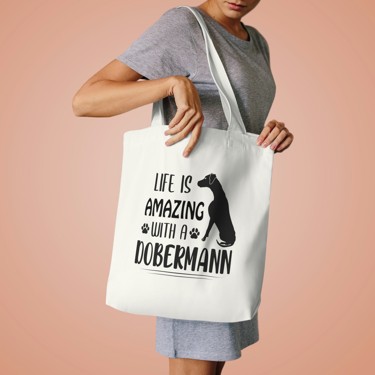 Life is Amazing with a Dobermann Tote Bag