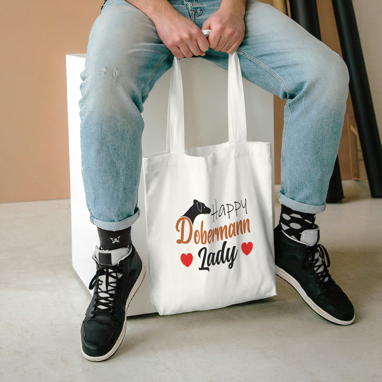 Happy Dobermann Lady Tote Bag