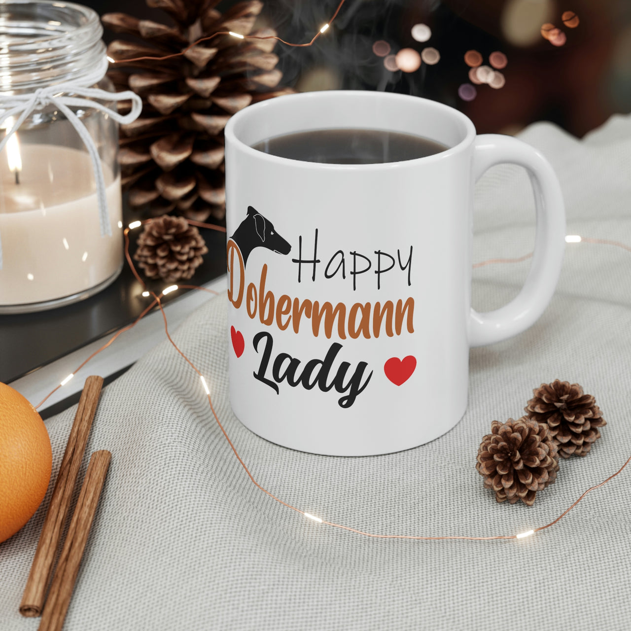 Happy Dobermann Lady Coffee Mug