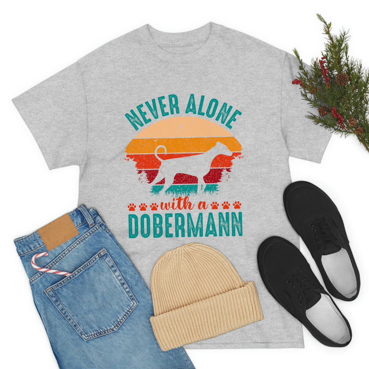 Never Alone with a Dobermann Tshirt