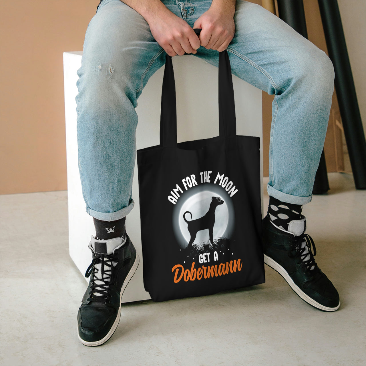 Aim for the Moon Get a Dobermann Tote Bag