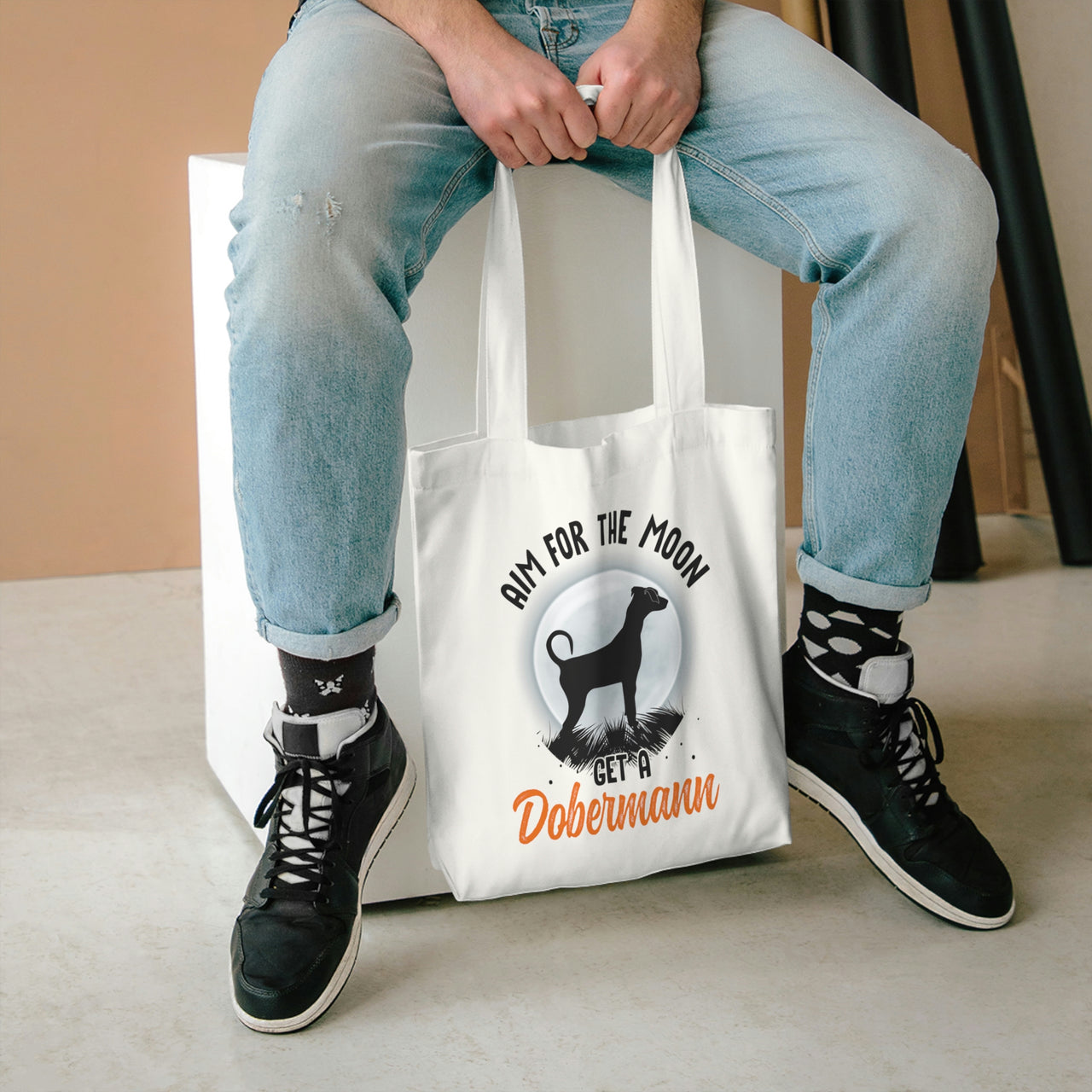 Aim for the Moon Get a Dobermann Tote Bag