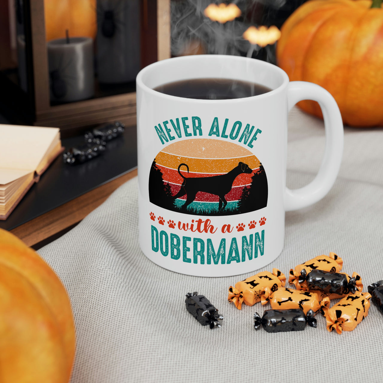 Never Alone with a Dobermann Coffee Mug